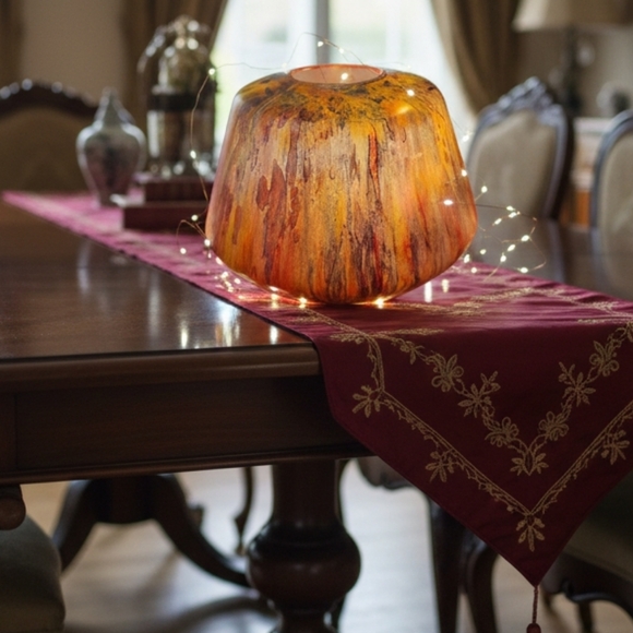 HANDCRAFTED Abstract Upcycled Glass Artwork HANDPAINTED Tabletop Art Decor - Picture 4 of 17